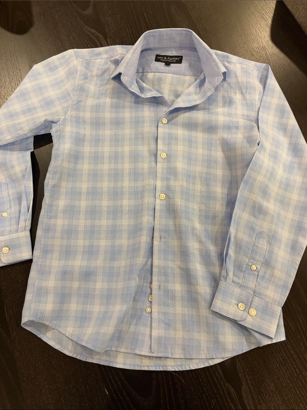 Boys' Light Blue Plaid Button-Down Shirt